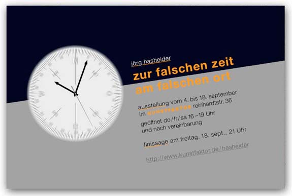 Vernissage, PARTY-Installation Jörg Hasheider: Freitag 4.9.98 - 21 Uhr!